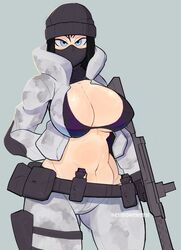 1girls abs asian_female big_breasts black_hair blue_eyes bra breasts chromsmith face_mask female female_only frost_(rainbow_six) gun hourglass_figure open_jacket open_shirt plain_background rainbow_six rainbow_six_siege smugbinch tagme thick_thighs toque winter_clothes rating:Explicit score:198 user:Rapattack12