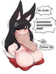 9_tails ahri animal_ear_fluff animal_ears animal_girl big_breasts black_hair breasts busty cleavage clothing color dialogue english_text eyelashes eyeliner eyeshadow facial_markings female fluffy fluffy_ears fluffy_tail fluffy_tails fox fox_ears fox_girl fox_tail furry_tail huge_breasts humanoid inner_ear_fluff kemonomimi kitsune large_breasts league_of_legends light-skinned_female light_skin long_hair massive_breasts multiple_tails nine_tailed_fox pale-skinned_female pale_skin riot_games straight straight tail text variant vastaya video_games yabby yellow_eyes rating:Explicit score:188 user:LewdVesani