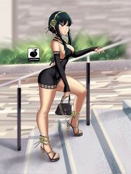 1girls assassin black_hair curvy curvy_figure dress earrings female female_only hair_ornament handbag high_heels linkartoon microdress open_toe_shoes outdoors outside purse red_eyes shoes short_dress solo spy_x_family stairs stiletto_heels thick thick_thighs thighs thorn_princess very_high_heels voluptuous yor_briar yor_forger rating:Questionable score:312 user:dedc23