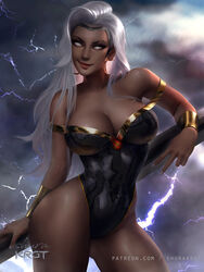 1girls african african_female big_breasts cleavage dark-skinned_female female female_only fully_clothed lightning marvel marvel_comics mutant ororo_munroe rain raining shurakrgt solo storm_(x-men) thick_thighs white_eyes white_hair white_nails x-men rating:Safe score:110 user:Crcole331