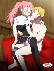 1boy 1girls breast_grab breasts clothed_female_nude_male clothed_sex cum cum_in_pussy cum_inside female fire_emblem fire_emblem:_three_houses garreg_mach_monastery_uniform hilda_valentine_goneril large_breasts long_hair male nintendo panties pantyshot pink_eyes pink_hair purple_panties redradrebel sex smile twintails upskirt rating:Explicit score:11 user:kris923