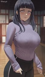 1girls 2022 artist_signature black_hair blush breasts clothed clothed_female female female_only hi_res hips huge_breasts hyuuga_hinata indoors lavender_eyes long_hair looking_at_viewer naruto naruto_(series) naruto_shippuden nipples_visible_through_clothing no_bra pale-skinned_female pale_skin shexyo slim_waist solo sweater thick_lips thick_thighs thighs wide_hips rating:Questionable score:455 user:ZetaReborn