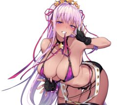 absurd_res ass_visible_through_thighs bb_(fate) cleavage curvy dark-skinned_female edit fate/grand_order fate_(series) fingerless_gloves large_breasts looking_at_viewer mendou_kusai micro_shorts purple_eyes purple_hair render skindentation transparent_background wide_hips rating:Explicit score:139 user:fuzneck