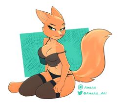 2022 ambris anthro breasts canid canine clothed clothing diane_foxington dreamworks eyebrow_piercing eyebrows eyelashes facial_piercing female fox green_eyes hi_res legwear looking_at_viewer mammal off_shoulder panties piercing solo the_bad_guys underwear rating:Questionable score:85 user:DemonKitty15