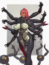 1girls 2022 asymmetrical_hair bodysuit breasts cyborg dark-skinned_female dark_skin dwarf_gekko erect_nipples erect_nipples_under_clothes female female_only hair_over_one_eye hi_res hips huge_breasts metal_gear metal_gear_(series) metal_gear_rising metal_gear_rising:_revengeance mistral_(metal_gear_rising) multi_arm multi_limb nipples red_hair rizdraws slim_waist thick_lips thick_thighs thighs wide_hips rating:Questionable score:549 user:ZetaReborn