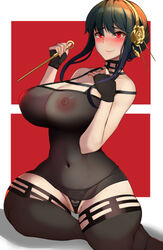 1girls areolae assassin bangs bare_thighs black_hair black_panties blush breasts curvy female female_only huge_breasts lainart nipples panties revealing_clothes see-through short_hair smile solo spy_x_family stiletto_(weapon) thick_thighs thighhighs thighs thorn_princess voluptuous wide_hips yor_briar rating:Questionable score:114 user:kris923