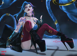 1girls arcane arcane_jinx ass blue_hair braid braided_hair curvaceous curvy curvy_female curvy_figure earrings exposed_ass female female_focus female_only heels high_heel_boots high_heels hoop_earrings hoop_earrings_oversized jinx_(league_of_legends) league_of_legends light-skinned_female light_skin long_hair neck pale-skinned_female pale_skin panties platform_heels pose posing riot_games solo solo_female tattiart tattoo voluptuous white_skin rating:Questionable score:80 user:randomaccount0897