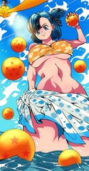 1girls bikini blue_eyes blue_hair breasts bulma_briefs dragon_ball dragon_ball_z female female_only hi_res large_breasts looking_down omochi_db solo swimsuit teenager underboob water wide_hips rating:Questionable score:42 user:WatchTheLanguage