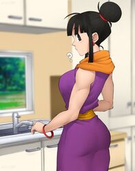 ass_in_dress big_breasts chichi china_dress curvy dragon_ball dragon_ball_z flytrapxx kitchen light-skinned_female light_skin milf solo surprised tight_clothing tight_dress rating:Explicit score:124 user:chichilover7