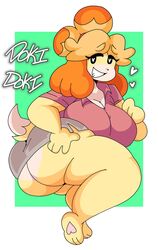 animal_crossing anthro ass big_ass big_breasts bottomless bottomless_skirt breasts bubble_butt canid canine canis chubby cleavage clothed clothing dork_boi female fur furry furry_only heart huge_breasts huge_butt isabelle_(animal_crossing) lewd_dorky nintendo no_bra solo tagme tail thick_thighs upskirt wide_hips rating:Questionable score:89 user:Rapattack12