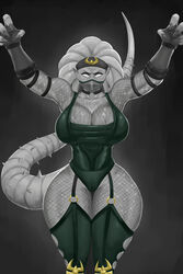 2d big_breasts big_thighs claws grey_skin khameleon lizard lizard_girl lizard_humanoid lizard_tail mortal_kombat muscular muscular_female ninja palemaster reptile reptile_humanoid saurian_(mortal_kombat) scales scalie scalie_humanoid scalie_only tail thick_tail thick_thighs thighs tight_clothing victory_pose white_eyes white_hair rating:Explicit score:125 user:SinsMyAll