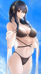 1girls bikini black_hair breasts female female_only large_breasts looking_at_viewer red_eyes solo spy_x_family swimsuit thighs tommietomm yor_briar rating:Questionable score:125 user:WatchTheLanguage