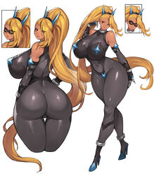 1girls 2022 amber_eyes ass ass_focus back_view bare_shoulders barely_visible_genitalia blonde_hair bodysuit breasts cameltoe clawed_fingers dark-skinned_female dark_skin detached_sleeves fat_ass female female_focus female_only front_view gurimjang gyaru kuro_gyaru large_ass large_breasts lipstick long_hair long_ponytail looking_at_viewer mask masked_female navel navel_line pasties perky_breasts ponytail skin_tight solo tagme thick_thighs thighs tight_clothing wide_hips rating:Questionable score:170 user:CalZone