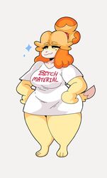 animal_crossing anthro big_breasts breasts canid canine canis chubby clothed clothing dork_boi english_text female fur furry furry_only isabelle_(animal_crossing) lewd_dorky nintendo solo tagme tail text thick_thighs topwear wide_hips rating:Questionable score:64 user:Rapattack12