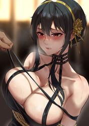 1girls 2022 absurd_res assassin black_hair blurry_background blush bondage bound breasts cleavage embarrassed female hair_ornament huge_breasts indoors restrained rope rope_bondage spy_x_family steam steaming_body sweat sweaty_body thorn_princess tied tied_up veiny_breasts visible_breath yor_briar yukiaka rating:Questionable score:348 user:ZetaReborn