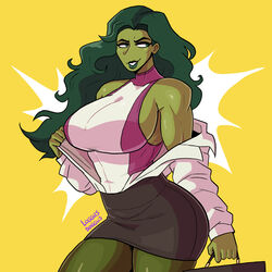 1girls big_breasts business_suit business_woman clothed confident female female_only green_body green_eyes green_hair green_skin huge_breasts hulk_(series) large_breasts leotard loggus_doggus long_hair marvel marvel_comics miniskirt muscular muscular_female office_lady opening_shirt pencil_skirt ripping_clothing she-hulk skirt solo suit suitcase superheroine taking_clothes_off toned_body toned_female voluptuous voluptuous_female rating:Questionable score:145 user:Log_draws