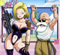 1girls android_18 blonde blonde_hair blue_eyes cameltoe cleavage curvy dragon_ball erect_nipples female franfuentesart2 huge_areolae huge_ass huge_breasts male master_roshi puffy_nipples red_lips short_hair thick_lips voluptuous wide_hips yellow_hair rating:Explicit score:50 user:RavenTheCrow