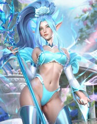 1girl 1girls background bikini blue_bra blue_eyes blue_hair blue_panties crystal_rose_janna crystal_rose_series elf_ears janna_windforce league_of_legends long_hair nail_polish pinup sevenbees solo solo_female staff staring_at_viewer white_skin rating:Questionable score:79 user:Notdepress