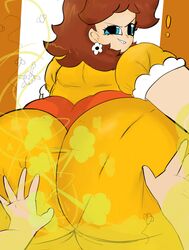 ! 1girls 1other ass_grab big_ass big_butt blue_eyes brown_hair bubble_ass bubble_butt fart fart_cloud fart_fetish farting female female_focus flies flies_for_smell full_of_gas looking_back mario_(series) melissaalli nintendo pov princess_daisy seductive smelly_ass smile solo_focus rating:Explicit score:46 user:anon84048