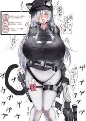 1girls alternate_breast_size animal_ears arknights big_breasts blush bodily_fluids breast_expansion breasts cat_ears crossbow female gameplay_mechanics huge_breasts kokihanada large_breasts looking_at_viewer looking_pleasured open_mouth schwarz_(arknights) sensitivity_heightening sex_toy silver_hair solo solo_female translation_request vibrator yellow_eyes rating:Questionable score:116 user:Lunaedth