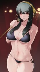 1girls absurd_res assassin bikini black_hair breasts female female_only hi_res kataku_musou large_breasts looking_at_viewer red_eyes solo spy_x_family stiletto_(weapon) swimsuit thighs thorn_princess wide_hips yor_briar rating:Questionable score:65 user:WatchTheLanguage