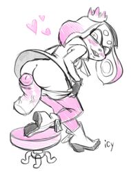 1boy 1girls 2017 ass blush boots buttjob clothed clothing crown disembodied_penis domino_mask female glans gradient_hair hot_dogging humanoid inkling iseenudepeople limited_palette male male/female mollusk mollusk_humanoid nintendo pants_down pearl_(splatoon) penis pink_hair pink_pants sharp_teeth sketch skirt smile smiling splatoon splatoon_(series) splatoon_2 straight tentacle_hair two_tone_hair veiny_penis white_hair rating:Explicit score:66 user:owo64