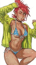 1girls bikini blush cartoon_network cleavage female female_only foster's_home_for_imaginary_friends frankie_foster green_eyes mossa red_hair sweat rating:Explicit score:229 user:Tronitrus