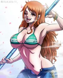 1girls belly_button cleavage female female_only fit huge_breasts nami one_piece orange_hair rakara11 solo swimwear rating:Explicit score:141 user:ilikeaddict