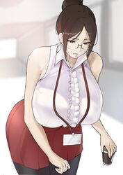 1girls ass ass_in_dress big_breasts blouse breasts busty curvaceous curves curvy curvy_body curvy_female curvy_figure female female_focus female_only frills glasses huge_breasts large_breasts mature mature_female mature_woman milf namhorm_(puzenketsu) nodo original puzenketsu shirt skirt sleeveless voluptuous rating:Explicit score:143 user:Rancegropor