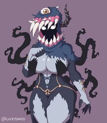 anthro big_breasts eldritch_horror luckyshazo ripped_clothing tagme tentacle thick_thighs rating:Explicit score:36 user:Iamarock