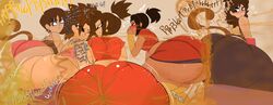 5girls ass_cleavage bent_over big_ass big_butt black_eyes blush brown_fart brown_hair butt_crack caulifla dragon_ball dragon_ball_z english_text fart fart_cloud fart_everywhere fart_fetish farting female_saiyan full_of_gas gine heart kale kefla legwear looking_back melissaalli one_eye_closed open_mouth panties pants_down pink_panties ponytail purple_eyes rear_view seripa short_hair shounen_jump smile tail text thick_thighs universe_6 universe_6/universe_7 yuri rating:Explicit score:71 user:anon84048