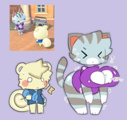 animal_crossing anthro big_breasts breasts clothed clothing duo felid feline felis female fur furry furry_only lolly_(animal_crossing) male marshal_(animal_crossing) motion_lines nintendo sleepysous tagme tail torn_clothing wardrobe_malfunction rating:Questionable score:67 user:Rapattack12