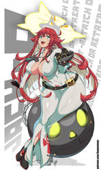 1girls bayeuxman big_breasts fat_ass guilty_gear halo huge_ass huge_breasts jack-o'_valentine long_hair mask onesie red_hair thick_thighs thighs rating:Explicit score:167 user:Curb3