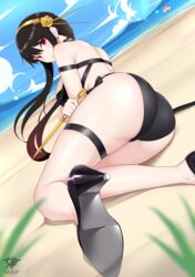 1girls 2022 absurd_res artist_logo artist_signature ass ass_focus ass_shot assassin beach bikini black_bikini black_hair breasts female female_only heels hi_res high_heels huge_ass huge_breasts kaos_art long_hair long_legs looking_at_viewer lying_on_side outdoors red_eyes sideboob spy_x_family stiletto_(weapon) thorn_princess yor_briar yor_forger rating:Questionable score:196 user:ZetaReborn