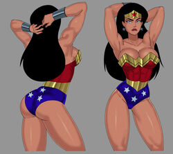 1girls arms arms_behind_head arms_up ass big_breasts black_hair blue_eyes cleavage clothed dc dc_comics dcau earrings female female_only heroine justice_league legs light-skinned_female light_skin partially_clothed solo star_earrings sunsetriders7 superheroine thighs tiara wonder_woman wonder_woman_(series) rating:Questionable score:185 user:GordoRonaldo