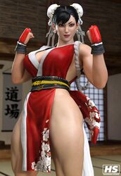 1girls 3d big_breasts brown_eyes capcom chun-li cosplay crossover_cosplay female female_only hagiwara_studio mai_shiranui_(cosplay) solo street_fighter street_fighter_v thick_thighs rating:Questionable score:68 user:Crcole331