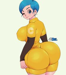 1girls ass big_ass big_breasts big_butt blue_eyes blue_hair breasts bulma_briefs clothed clothing dragon_ball dragon_ball_super dragon_ball_super_super_hero ear_piercing earrings fat_ass female female_only jay-marvel large_ass looking_at_viewer milf nipple_bulge one_eye_closed short_hair shounen_jump simple_background smile solo solo_female toei_animation voluptuous white_background wide_hips rating:Questionable score:576 user:Lunacy