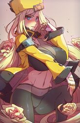 1girls athletic_female big_breasts blonde_hair blue_eyes clothing female female_only guilty_gear guilty_gear_strive himmely light-skinned_female light_skin millia_rage navel nipple_bulge rating:Explicit score:68 user:deleted8863