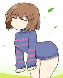 blue_shirt brown_hair closed_eyes female female_only frisk frisk_undertale goodbad963 short_hair solo solo_female striped_shirt undertale undertale_(series) white_skin rating:Questionable score:84 user:PuroTheDarkLatexWolf