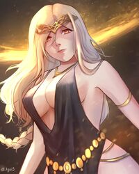 1girls big_breasts blonde_hair circlet cleavage dress elden_ring female female_only fromsoftware goddess gold_(metal) kye13 light-skinned_female milf queen_marika_the_eternal sideboob solo solo_female underboob rating:Questionable score:56 user:deleted7316