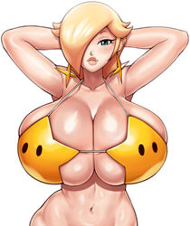 1girls alternate_breast_size big_breasts bikini bikini_top bimbo blonde_female bra breasts_bigger_than_head bursting_breasts female female_only golden_bikini grey_impact huge_breasts long_hair looking_at_viewer luma_bikini mario_(series) nintendo princess_rosalina super_mario_galaxy top_heavy rating:Questionable score:696 user:FapChamp420