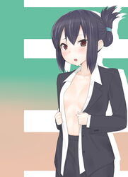 1girls blouse breasts business_suit cleavage collared_blouse collared_shirt colored female female_only hi_res jacket libre long_hair open_clothes open_shirt shirt skirt small_breasts wing_collar rating:Questionable score:5 user:Mistress_Elizabeth