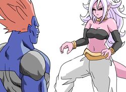 1boy 1girls ahegao android_13 android_21 animated artist_request bouncing_breasts breasts cuntbusting defeated dragon_ball dragon_ball_fighterz dragon_ball_z earrings funny long_hair majin_android_21 meme muscle no_sound orange_hair pink_skin punching ryona short_hair short_playtime simple_background tagme video white_background white_hair rating:Explicit score:90 user:hng2014