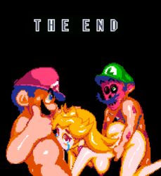 1girls 2boys ahe_gao angry black_background blonde_hair blue_eyes breasts brown_eyes cap creepypasta crown crying doggy_style earrings edit female from_behind gore green_eyes hat i_hate_you.exe long_hair looking_at_viewer luigi male mario mario_(series) meme moustache nintendo nipples nude oral pixel_art princess_peach sex spitroast straight super_mario_world threesome thumbs_up yev-san rating:Explicit score:43 user:DarkEvilSwag