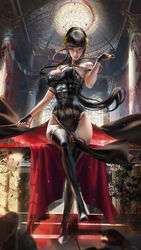 assassin big_breasts outfit sakimichan spy_x_family stiletto_(weapon) thighs thorn_princess yor_briar rating:Explicit score:60 user:The_Realistic