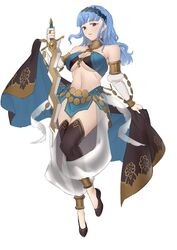 1girls alternate_costume alternate_hairstyle blue_hair breasts bridal_gauntlets brown_eyes cosplay dancer ebinku female female_only fire_emblem fire_emblem:_three_houses fire_emblem_heroes fire_emblem_warriors fire_emblem_warriors:_three_hopes halterneck headband highres levin_sword long_hair marianne_von_edmund midriff navel nintendo official_alternate_hairstyle solo sword thighhighs underboob weapon rating:Questionable score:87 user:kris923