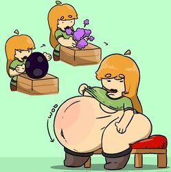  1girls alex_(minecraft) bed big_belly brocolee egg egg_implantation huge_belly hyper hyper_belly minecraft mojang pregnant pregnant_belly shirt_lift thick_thighs  rating:explicit score: user:brdygoth3