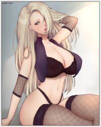 1girls big_breasts blonde_hair blue_eyes bra breasts cleavage crop_top elbow_pads fishnet_stockings fishnets hair_down hand_behind_head hand_on_hair highleg highleg_panties ino_yamanaka lingerie loose_hair midriff naruto naruto:_the_last naruto_(series) naruto_shippuden nonutman open_clothes open_shirt panties partially_clothed posing solo stockings table thick_thighs thighhighs very_long_hair voluptuous rating:Questionable score:206 user:2BHonestWU