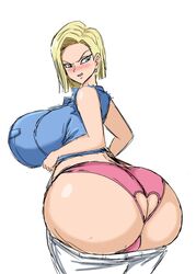 1girls android_18 ass_cutout blonde blonde_hair blue_eyes cameltoe cleavage curvy dragon_ball erect_nipples female huge_areolae huge_ass huge_breasts momiji_(artist) puffy_nipples short_hair sketch thick_lips voluptuous wide_hips yellow_hair rating:Explicit score:113 user:FunckoPop