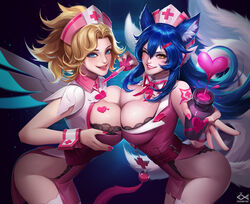 9_tails ahri animal_ear_fluff animal_ears animal_girl big_breasts black_hair blizzard_entertainment breasts busty child_bearing_hips citemer cleavage clothing crossover curvaceous curves curvy curvy_body curvy_female curvy_females curvy_figure curvy_hips eyelashes eyeliner eyeshadow facial_markings female fluffy fluffy_ears fluffy_tail fluffy_tails fox fox_ears fox_girl fox_tail furry_tail glistening glistening_body glistening_breasts glistening_hair glistening_skin healslut heart hips hourglass_figure huge_breasts humanoid inner_ear_fluff kemonomimi kitsune large_breasts league_of_legends light-skinned_female light_skin lips lipstick long_hair massive_breasts mercy multiple_tails nine_tailed_fox overwatch pale-skinned_female pale_skin riot_games tail thick_thighs thighs vastaya video_games voluptuous wide_hips yellow_eyes rating:Questionable score:209 user:LewdVesani